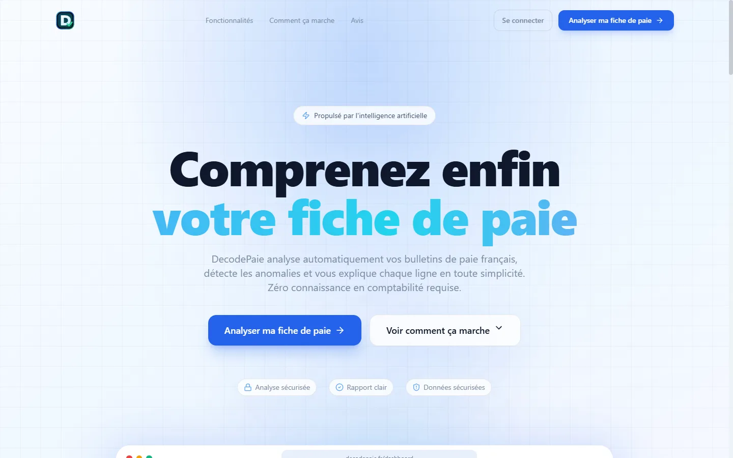 Aperçu du site DecodePaie